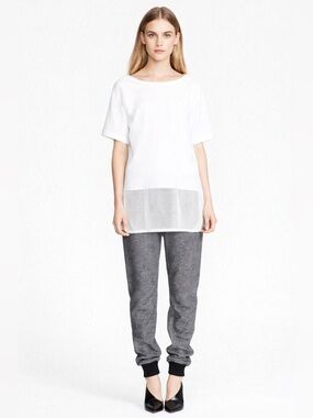 T Alexander Wang French Terry Tee Small White Crochet Mesh Streetwear Designer